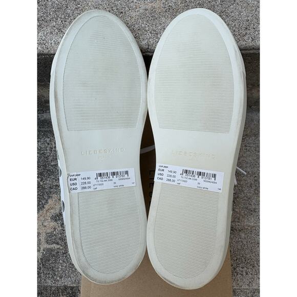 Liebeskind Sneakers Womens Size 9 Leather White Black Holes Lace Up Quiet Luxury - Picture 7 of 15